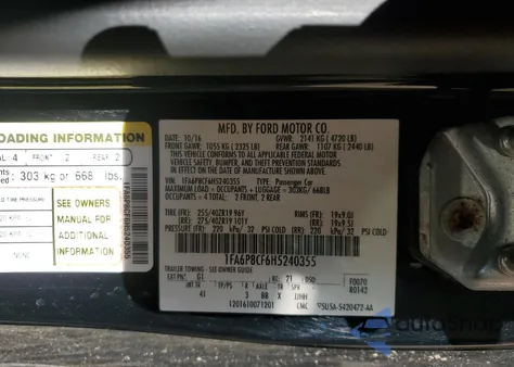 2017 Ford Mustang Gt from USA, damaged, VIN 1FA6P8CF6H5240355